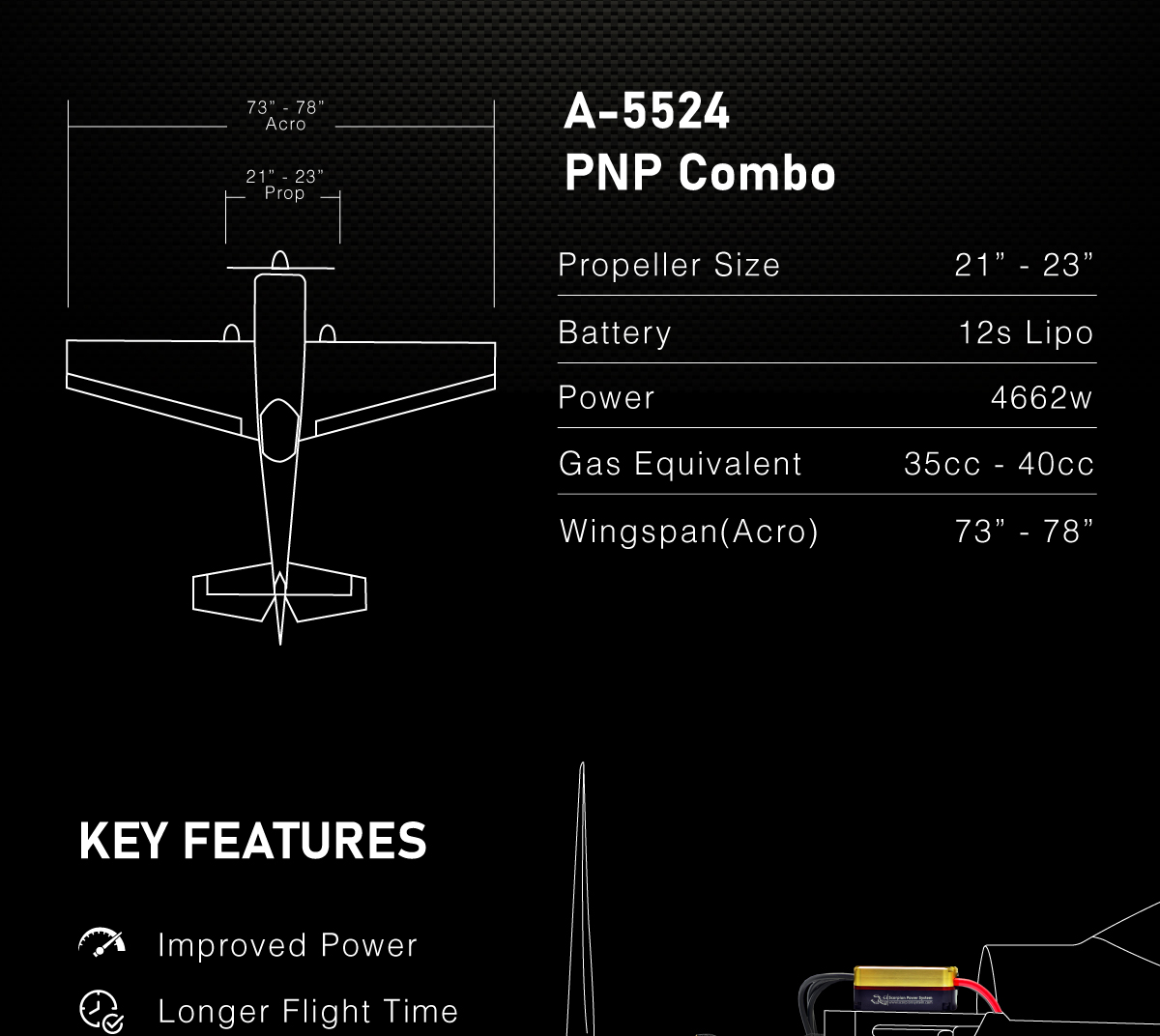 Scorpion A-5524 PNP Combo (12s / 35cc-40cc / 4662w) features