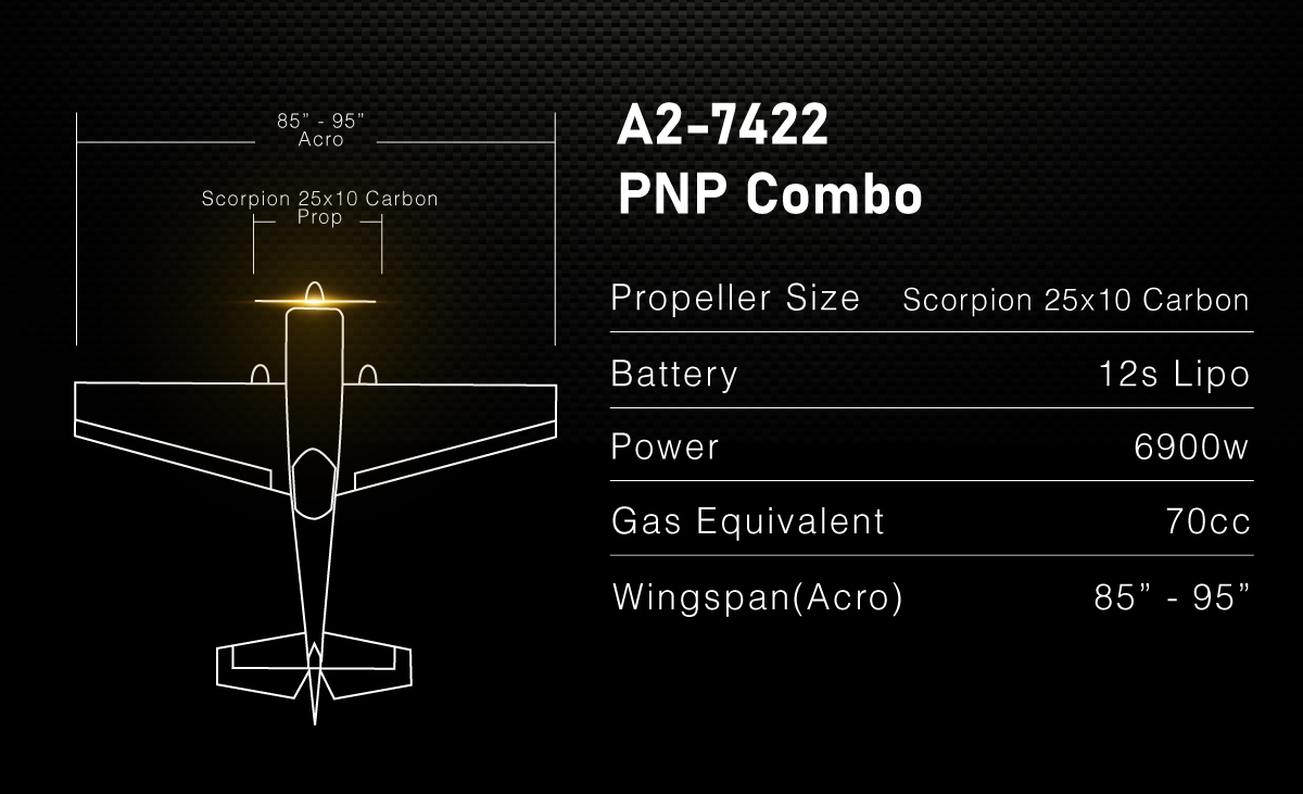 Scorpion A2-7422 PNP Combo (12s / 70cc / 6900w) features