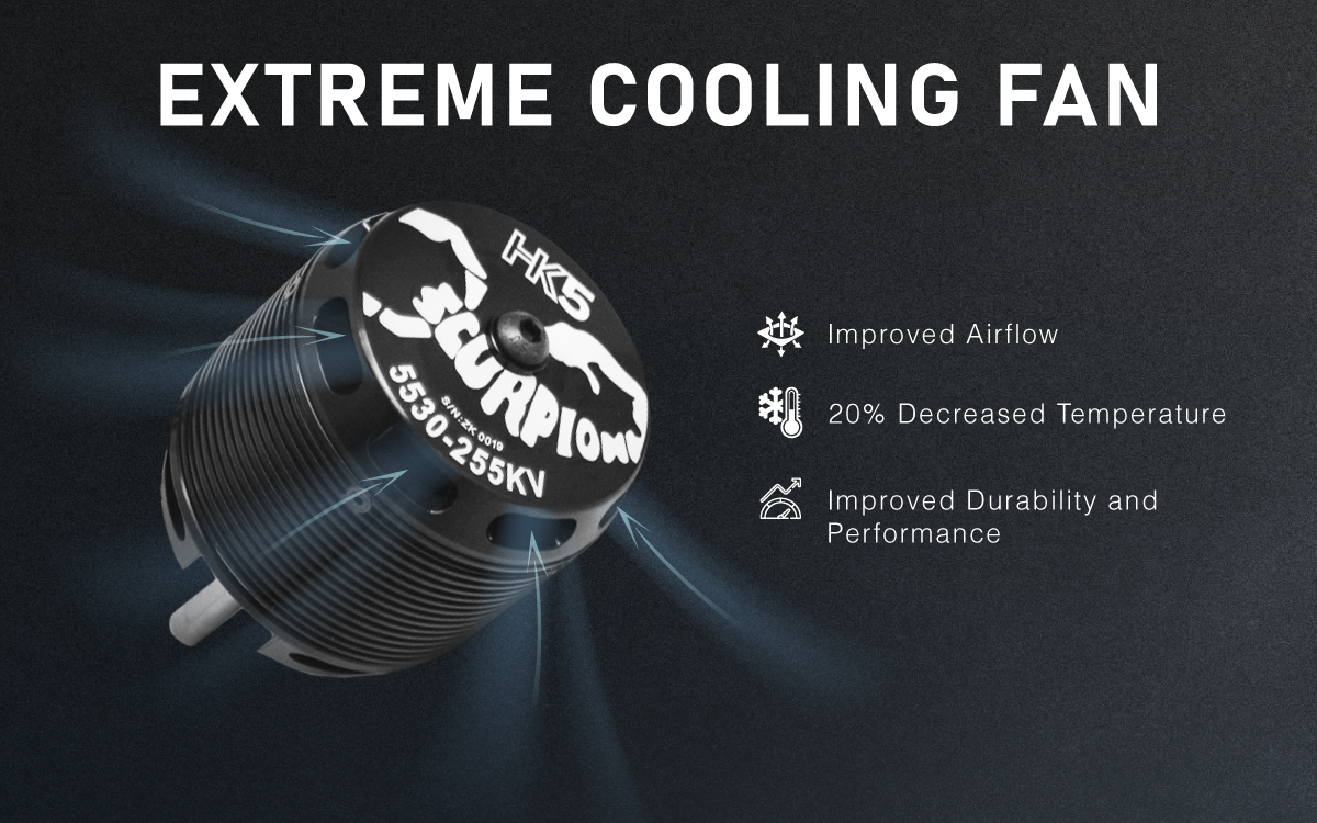 Scorpion HK5-5530-255kv 8x40 shaft features