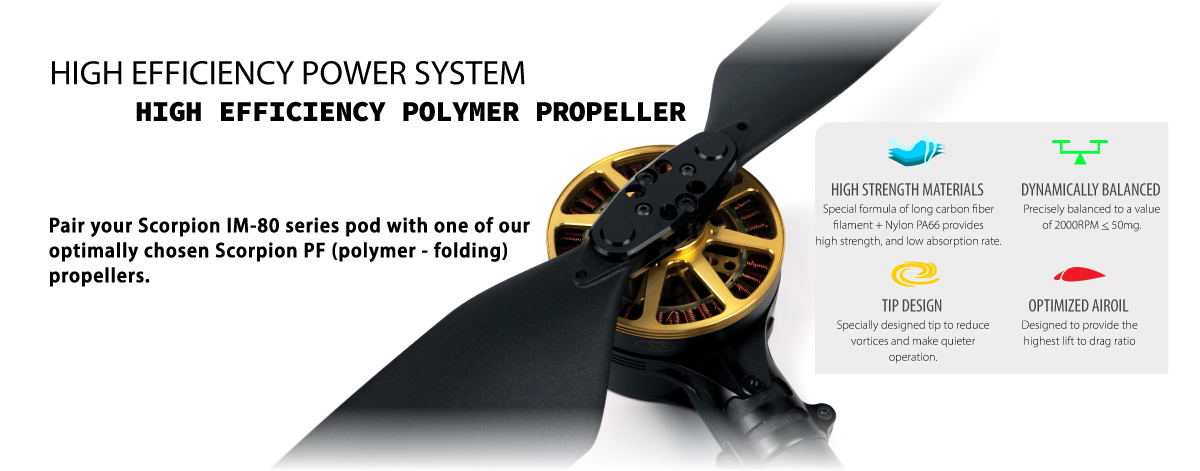 Scorpion IM-8008 Standard Pod + PF28 Propeller features