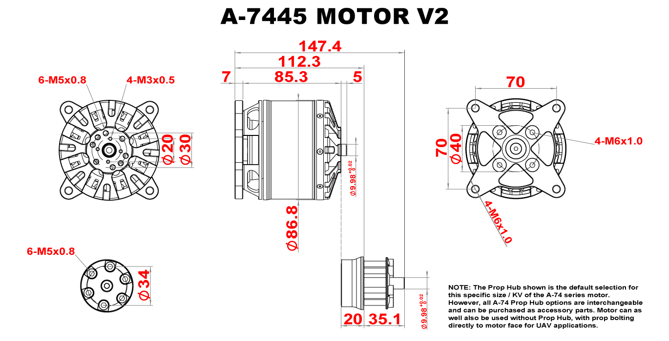 Scorpion A-7445-165kv (V2) Full Dimension