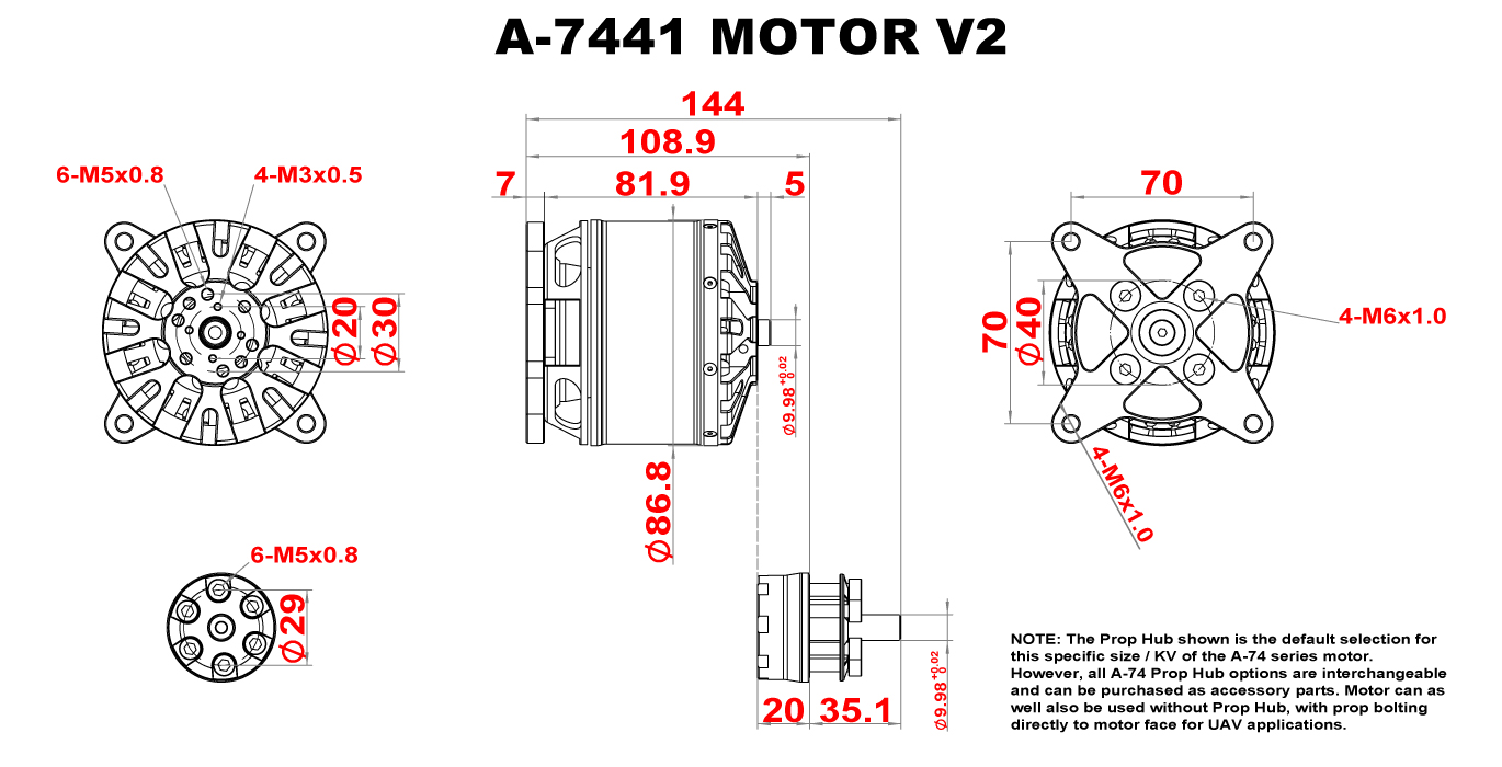 Scorpion A-7441-165kv (V2) Full Dimension