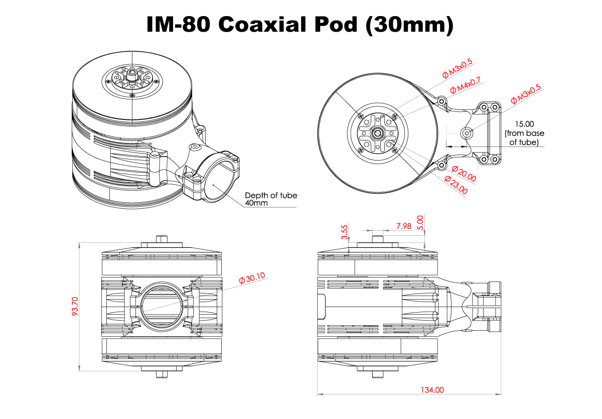 Scorpion IM-8008 Coaxial Pod Full Dimension