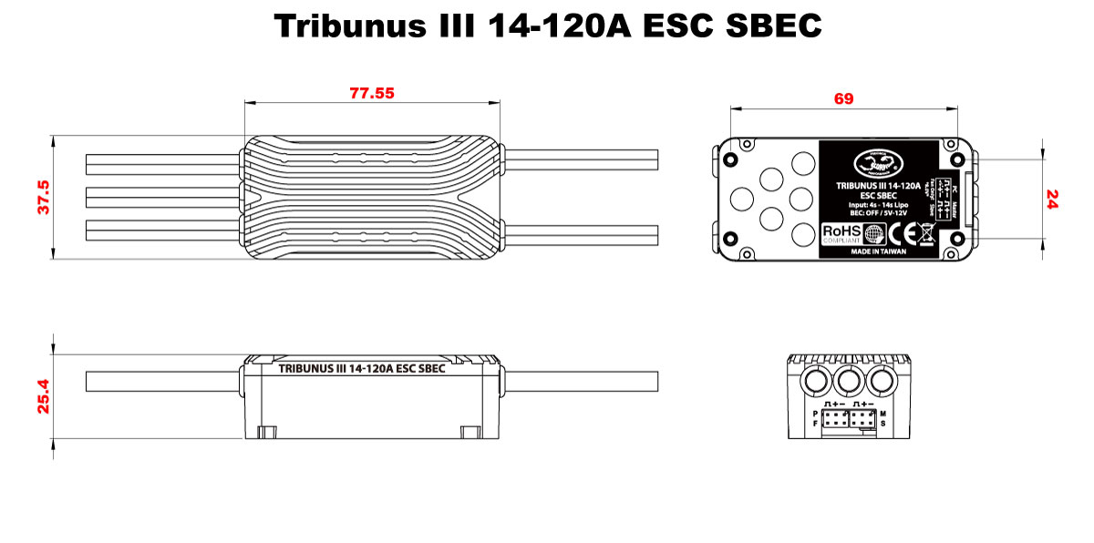 Scorpion Tribunus III 14-120A ESC SBEC Full Dimension