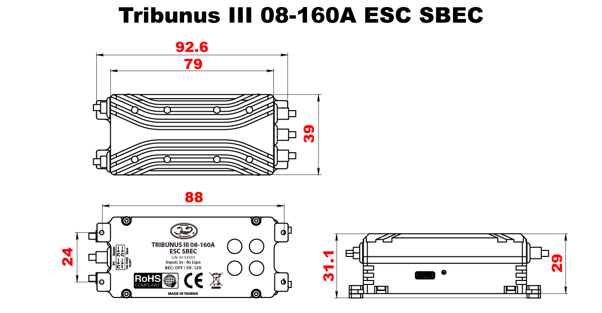 Scorpion Tribunus III 08-160A ESC SBEC Full Dimension